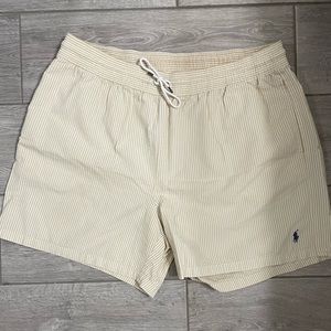 Polo by Ralph Lauren Tan Seersucker Swimsuit